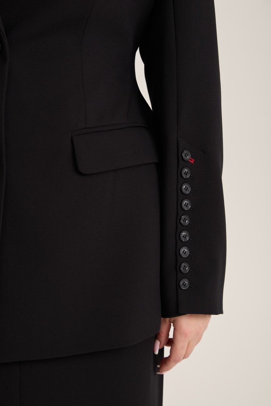 Жакет с объемными плечами, черный