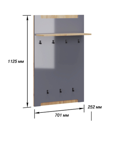 Панель вешалки Стокгольм серый графит/графит глянец