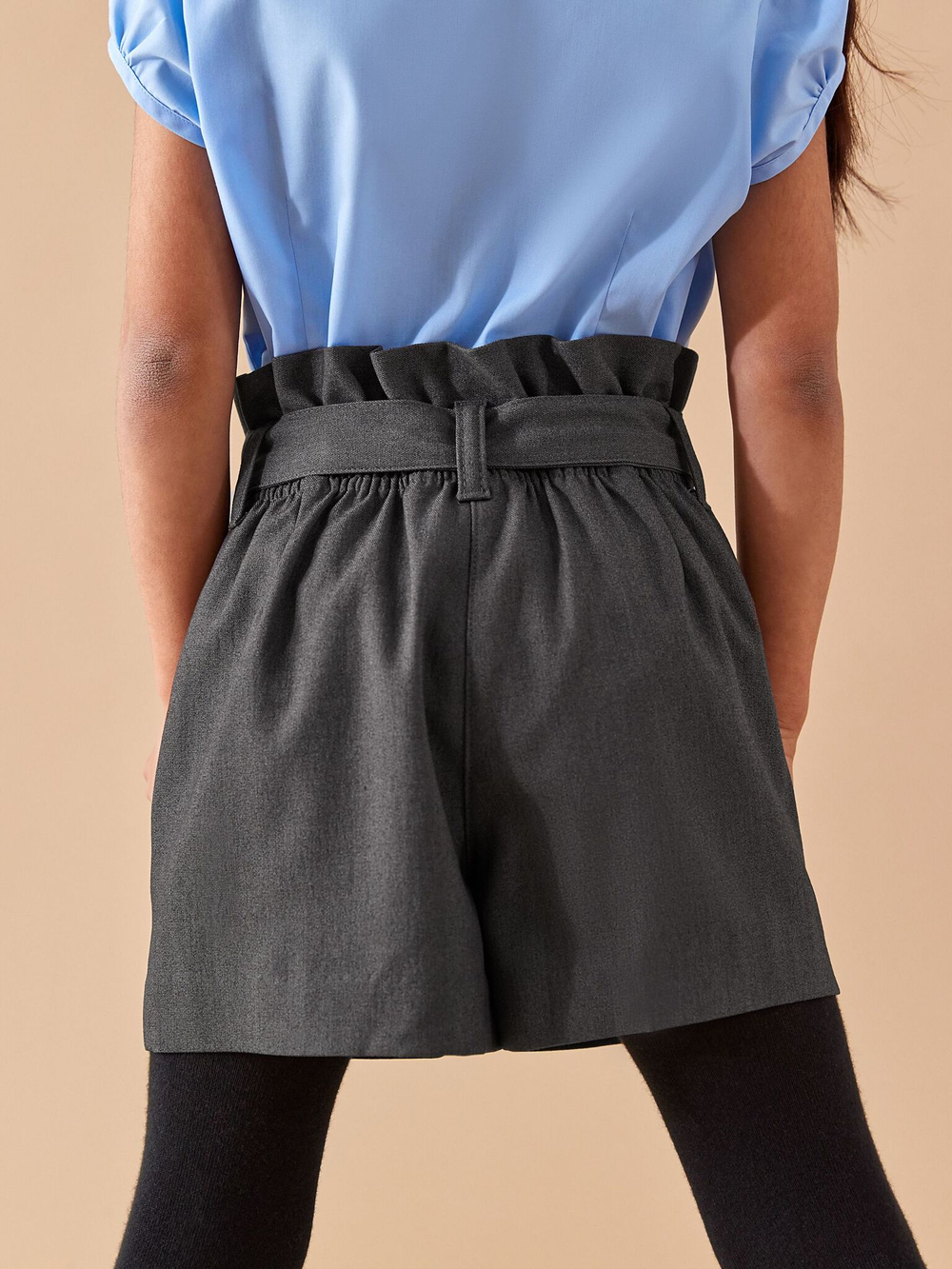 Шорты школьные с поясом для девочки Next 405-755, Серый