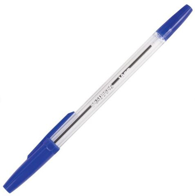 Ручка шариковая BRAUBERG "Line", СИНЯЯ, корпус прозрачный, узел 1 мм, линия письма 0,5 мм, (50шт) 141097