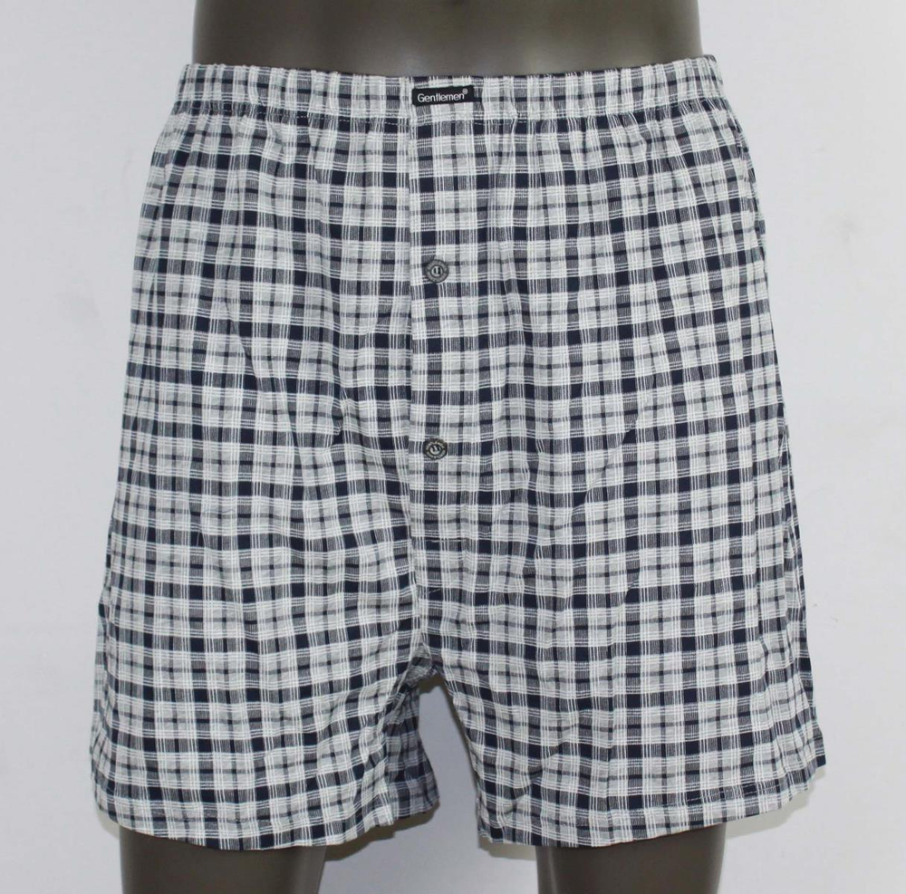 Хлопковые трусы-боксеры в клеточку (Размер: XXXL) (Цвет: синий)