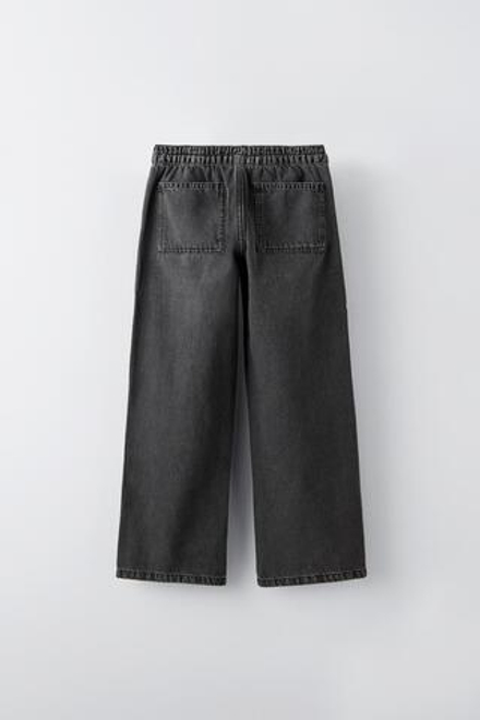 ZARA ДЖИНСЫ СТРУЯЩЕГОСЯ КРОЯ С КАРМАНАМИ, ЧЕРНЫЙ