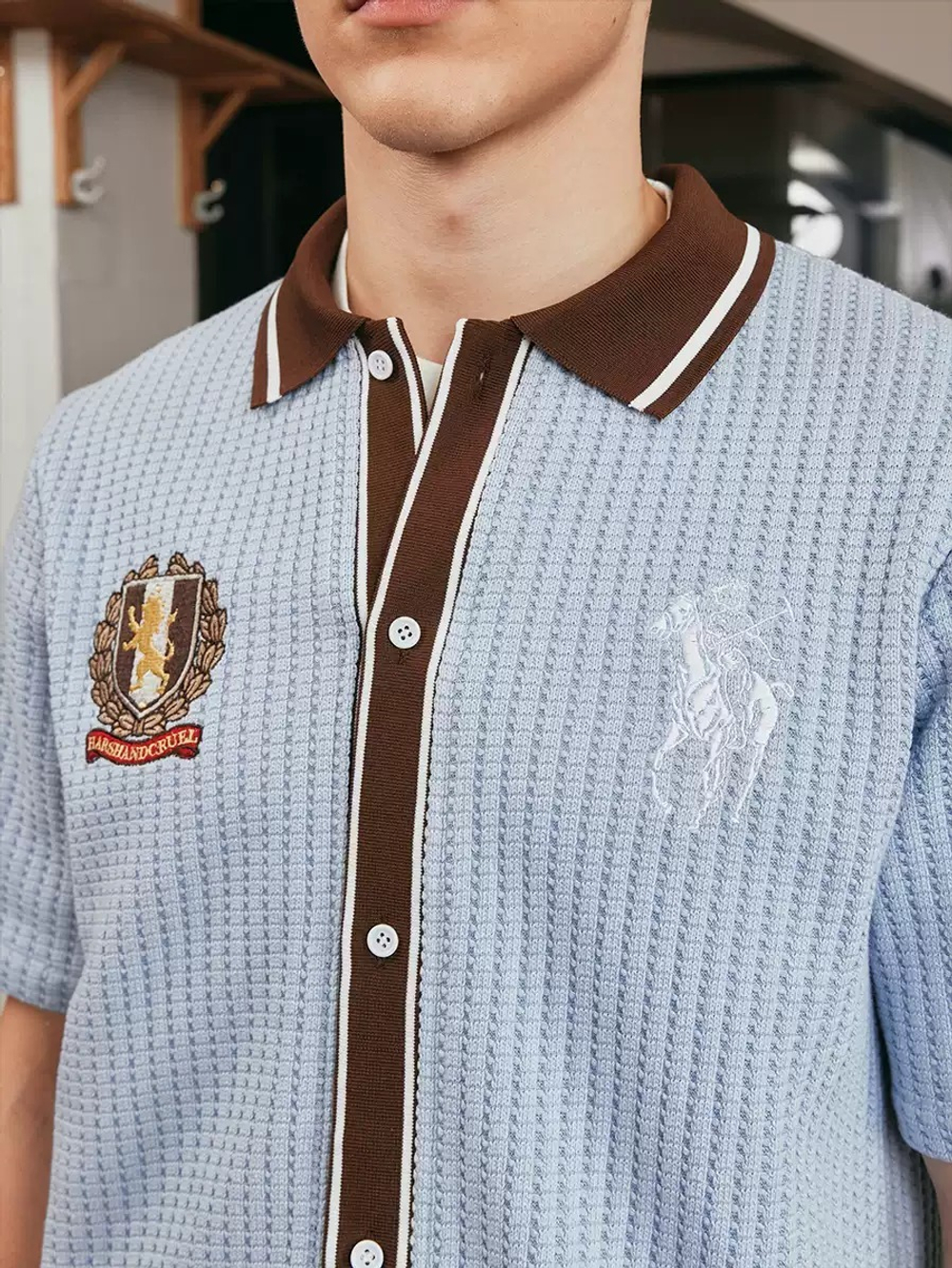 Рубашка HARSHandCRUEL Waffle Textured Polo Shirt