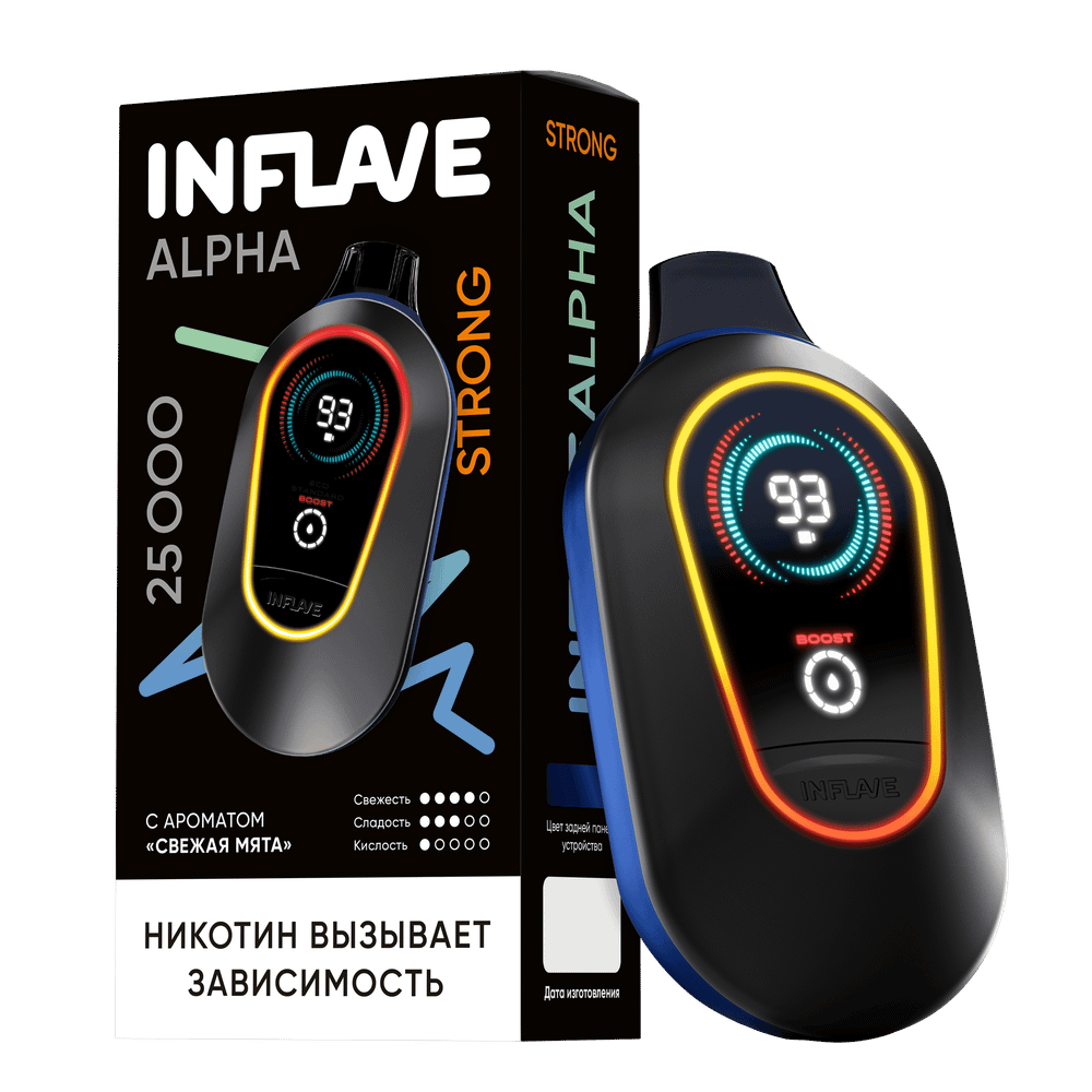 Inflave Alpha Strong Свежая мята 25000 затяжек 20мг Hard (2% Hard)