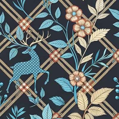 Цветы и олени на клетке.