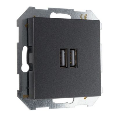 USB A+A розетка, 3400 мА LIREGUS EPSILON IUK-2-01.E/J антрацит