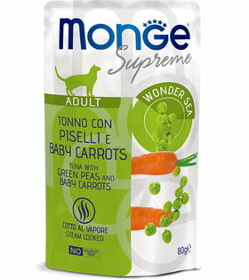 Monge Supreme Adult cat для взрослых кошек с зелёным горошком и мини-морковью 80гр. (33008)
