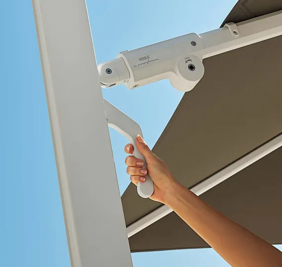 Зонт профессиональный Wing 3х3 м, тик, тортора. База и светильник в комплекте