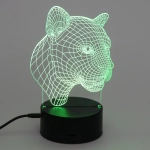 Светильник ночник «3D-Пантера» на пластиковой подставке, с включателем USB