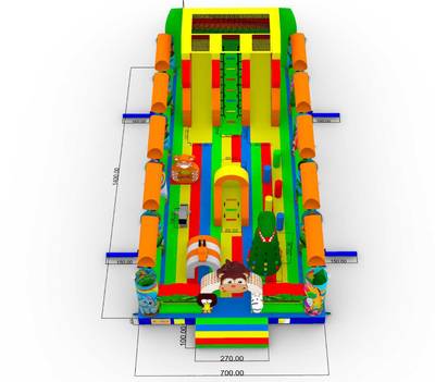 Коммерческий надувной батут «Страна Сафария» с крышей 14*7*6 м