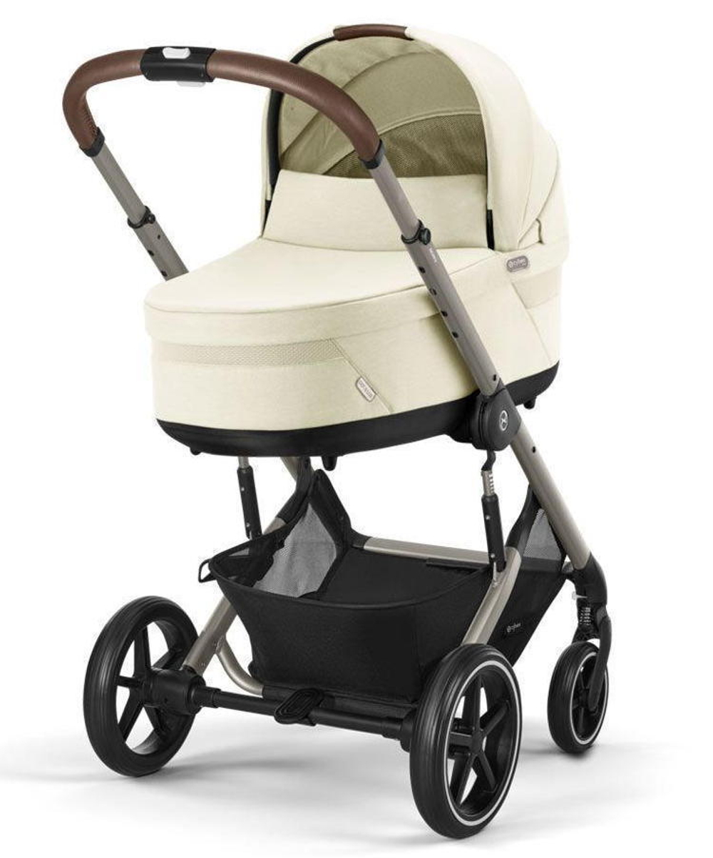 Коляска Cybex Balios S Lux TPE complete Aton B2 Steel Grey 3 в 1 Seashell Beige с дождевиками