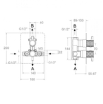 Встраиваемый термостатический смеситель для душа на 2 выхода ODISEA JOYA 598722SGR графит