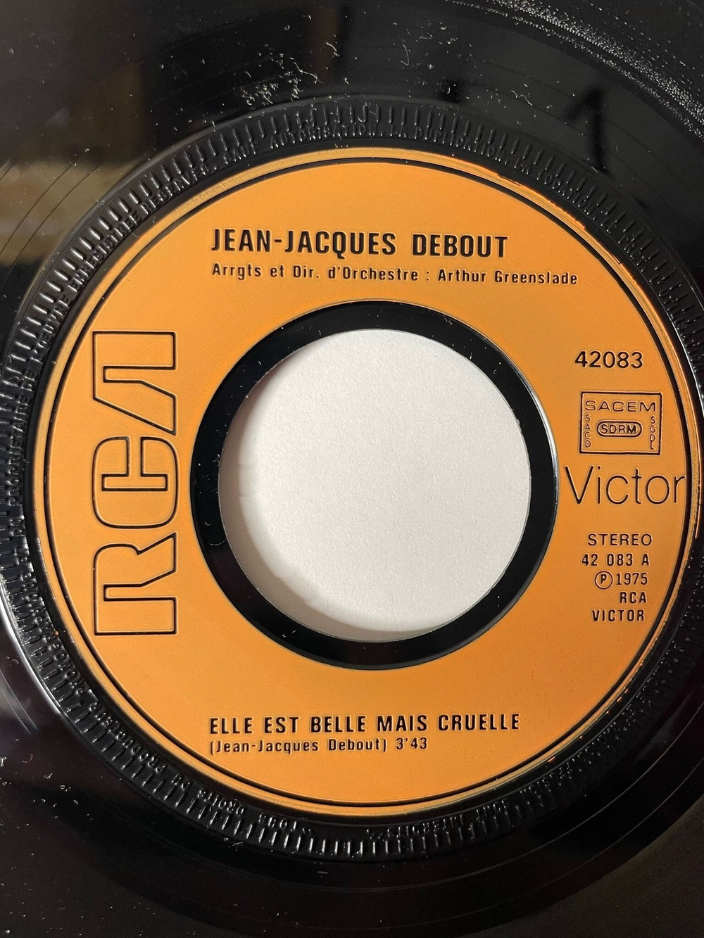 Винтажная виниловая пластинка LP Jean Jacques Debout Elle Est Belle Mais Cruelle / Si On Allait Tous Les Deux Au Cinema (France 1975) 7 дюймов
