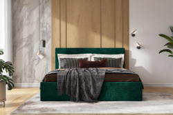 Кровать Лондон, спальное место 160х200, обивка велюр зеленый, лдсп