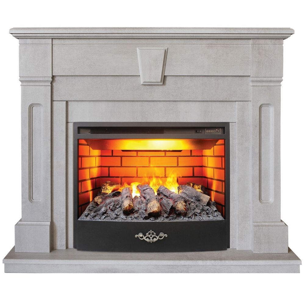 Электрокамин RealFlame Kellie 25,5/26 WT цвет белый камень с очагом 3D Firestar 25,5