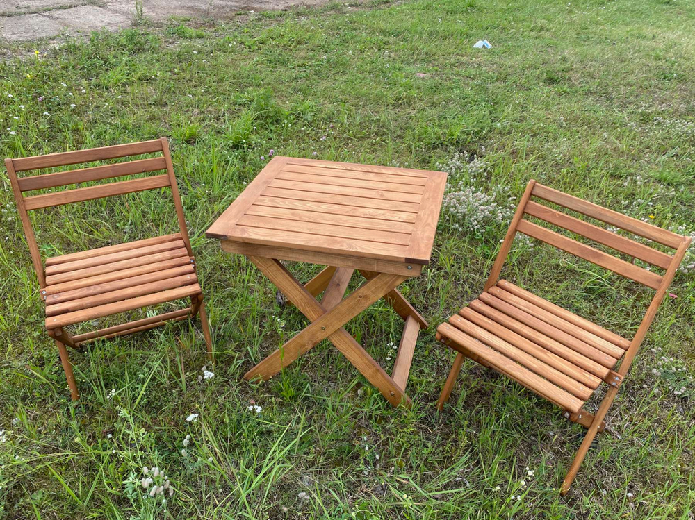 Набор мебели раскладной Дятел  арт.G-001-OAK, G-СH-001-OAK бежевый,  3 уп (1 уп Стол; 2 уп Стул)