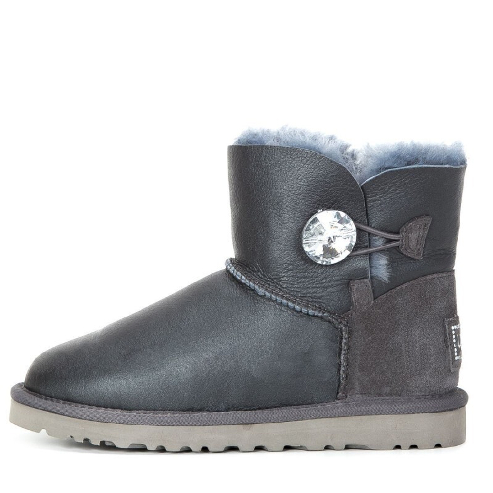 Угги Mini Bailey Button Bling Metallic Grey