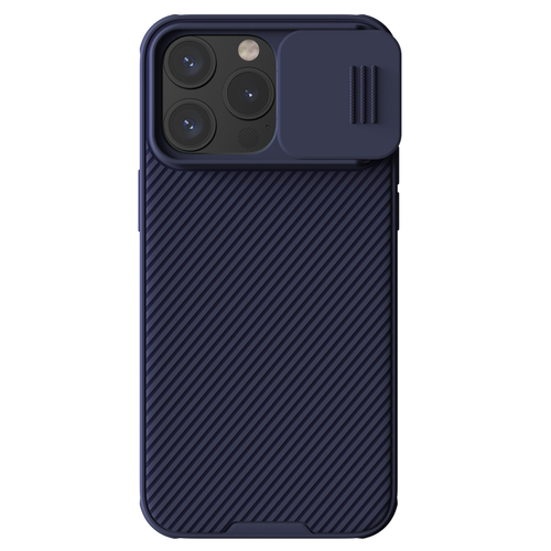 Противоударный чехол темно-фиолетового цвета (Deep Purple) от Nillkin c поддержкой магнитной зарядки MagSafe для iPhone 15 Pro Max, с защитной шторкой камеры, серия CamShield Pro Magnetic