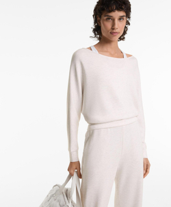 Oysho Толстовка укороченная с перекрещивающейся спинкой и модалом, меланж