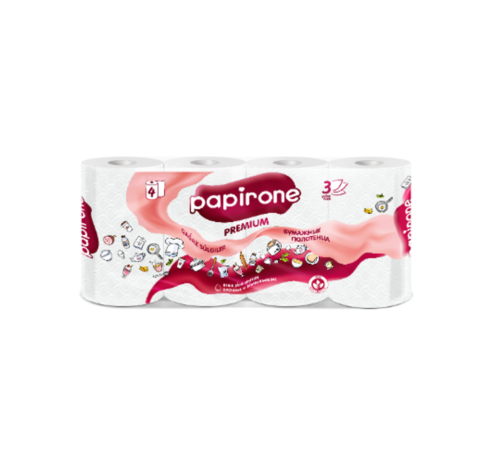 Бумажные полотенца Papirone Premium 4 рулона