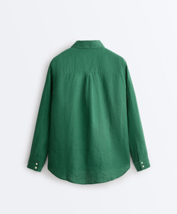 Oysho Рубашка свободного кроя из 100%-го льна, изумрудный