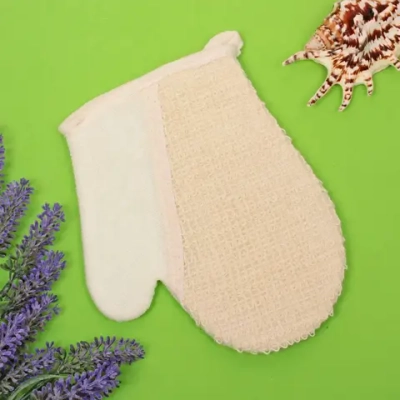 Мочалка - варежка массажная «SANTA MONIKA - SENDU», цвет белый, 18*22см (ZIP пакет)