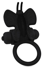 Черное эрекционное виброкольцо-бабочка (Цвет: черный)