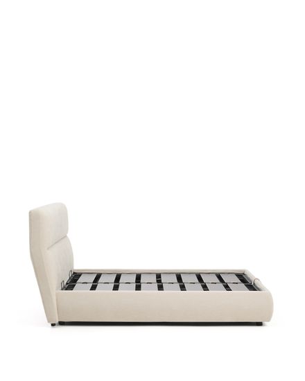 Кровать Dafra бежевого цвета из шенилла с ящиком для хранения 160 х 200 см