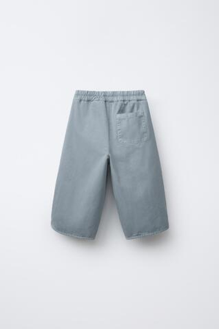ZARA БРЮКИ BALLOON С ЗАЩИПАМИ, ГОЛУБОЙ