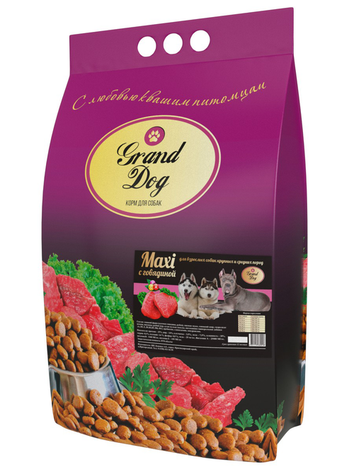 Grand dog корм сухой для взрослых собак крупных пород говядина
