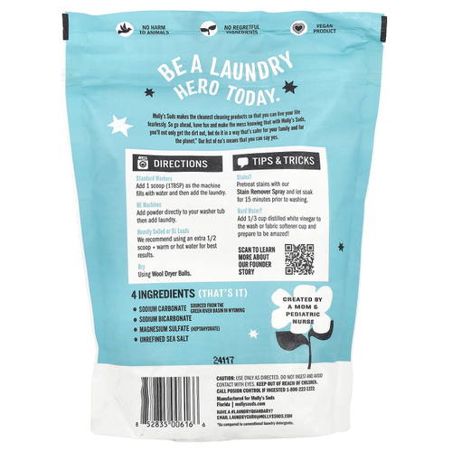Molly's Suds, ультраконцентрированный стиральный порошок, без запаха, 1,33 кг (47 унций)