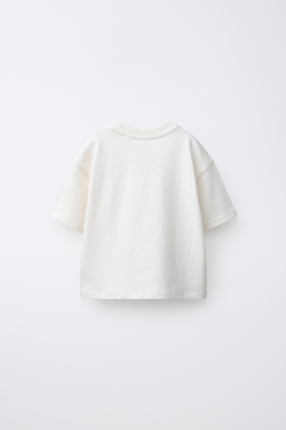 ZARA ФУТБОЛКА С ВЫШИВКОЙ, ЦВЕТ СЛОНОВОЙ КОСТИ