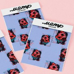 Ткань шифон красно-оранжевые цветы яркие