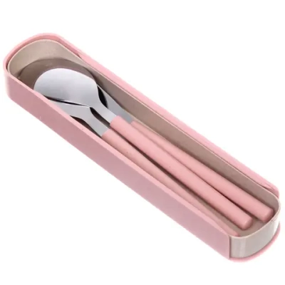 Набор столовых приборов «ЭкоЛайф» 3шт (ложка, вилка, нож) в футляре, розовый