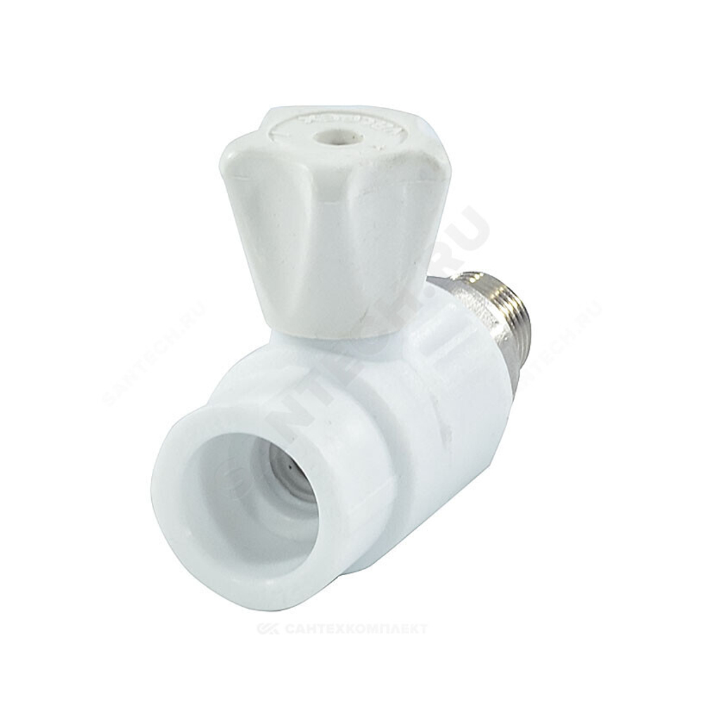 Кран шаровой PP-R белый Дн 20х1/2" НР прямой для радиатора VALFEX 10149020