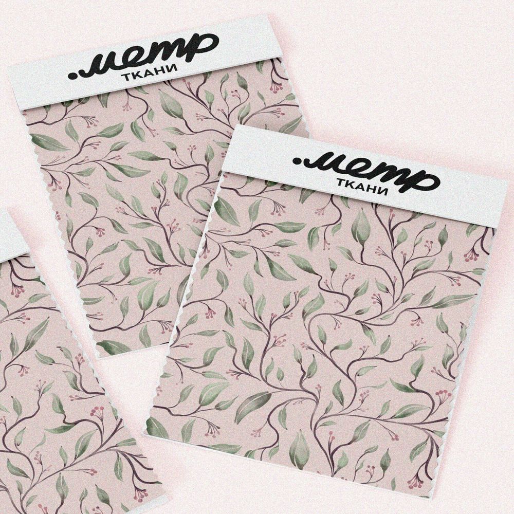 Ткань мембрана весенние листья узорные