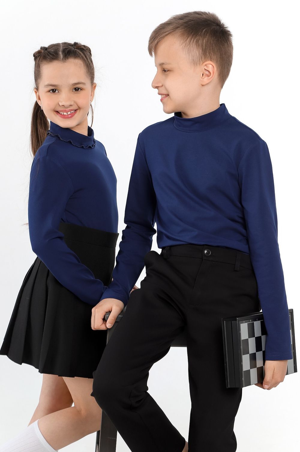 Джемпер для девочки Скул-3 Виотекс ТЁМНО-СИНИЙ