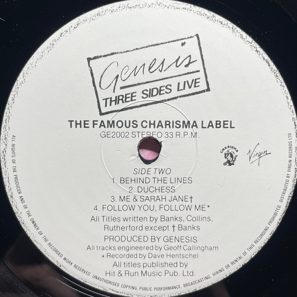 Genesis ‎– Three Sides Live 2LP (Англия)