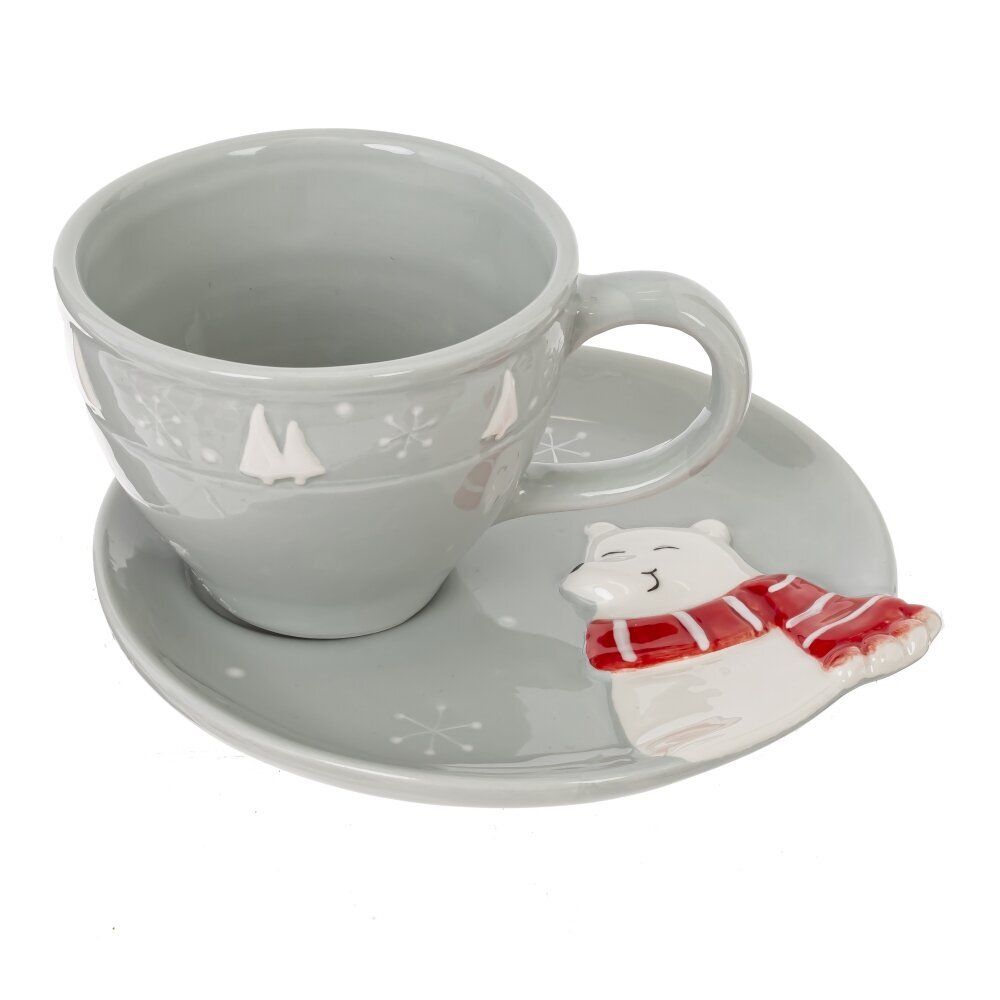 GAEM Набор чашка с блюдцем "Белый медведь", 250 мл, L16 W15,5 H8 см
