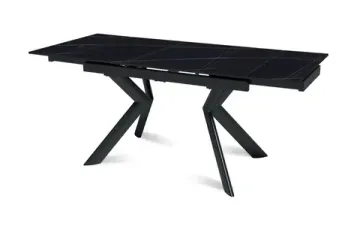 Стол "БРИДЖ" 120-180, керамика Black Gold мат., опоры черный муар