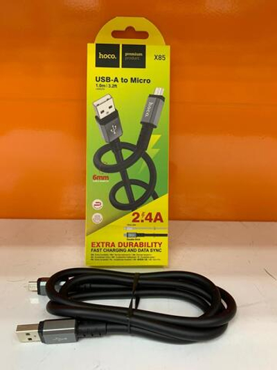 Кабель USB - микро USB HOCO X85 Strength, 1.0м, 2.4A, цвет: чёрный