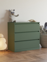 Комод для одежды Марм 70х35х67 см с 3 ящиками без скосов с органайзерами в скандинавском стиле, зеленый самшит