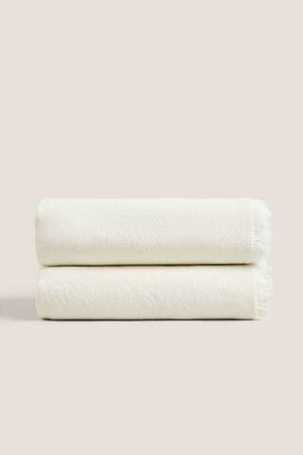 ZARA HOME ХЛОПКОВОЕ ОДЕЯЛО,  ЖЕЛТОВАТО-БЕЛЫЙ