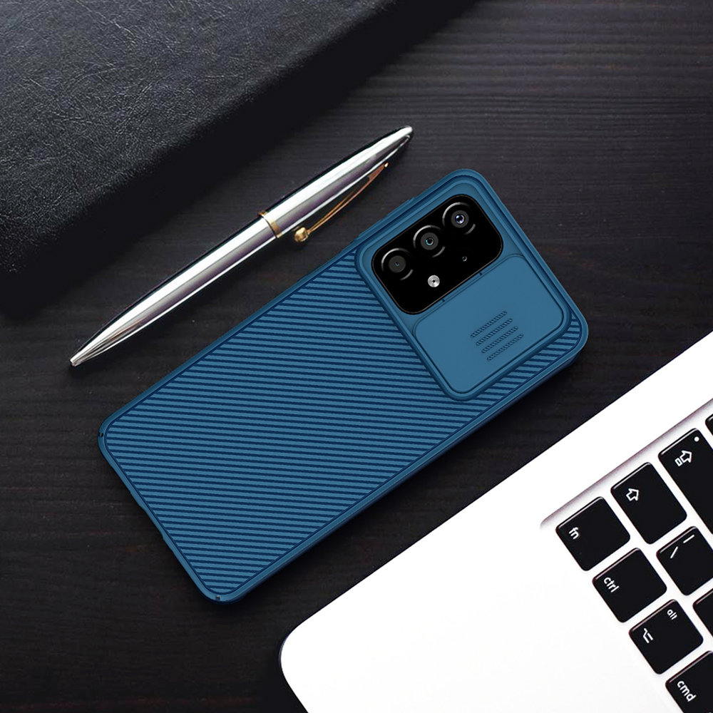 Чехол синего цвета от Nillkin CamShield Case для Samsung Galaxy A33 5G, с защитной шторкой для камеры