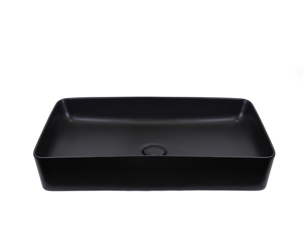 Накладная раковина Bronze de Luxe SCANDI, цвет матовый черный, 600х345х116