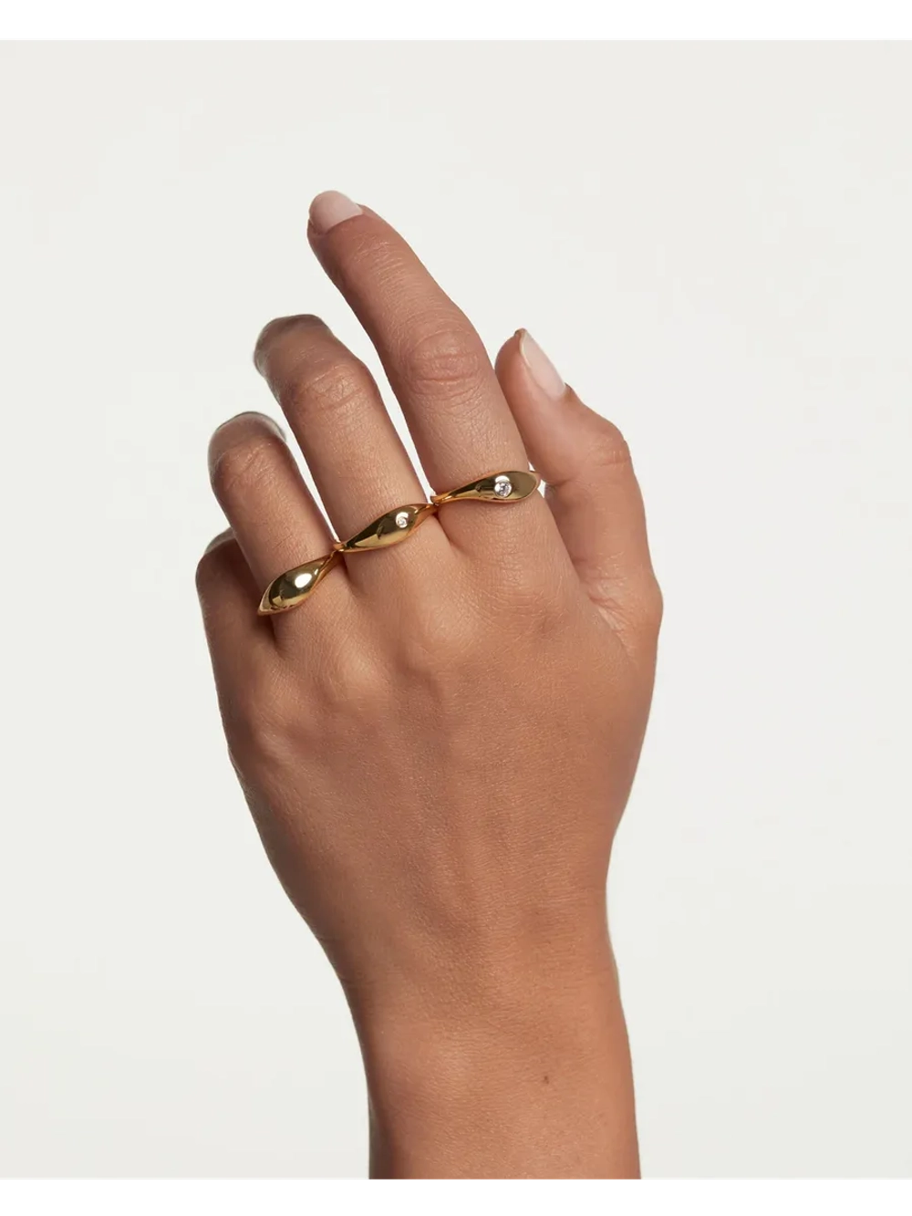 Набор колец Sugar серебро 925 пробы покрытое золотом