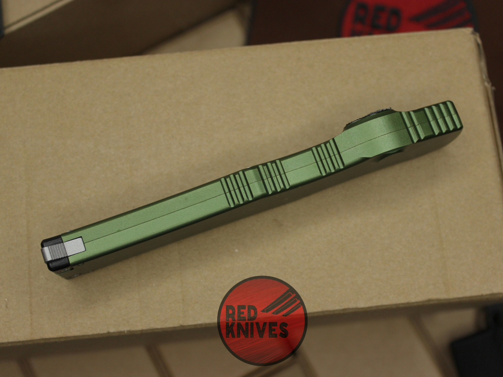 Нож Microtech Halo 6 H/E - зеленая рукоять, клинок сатин