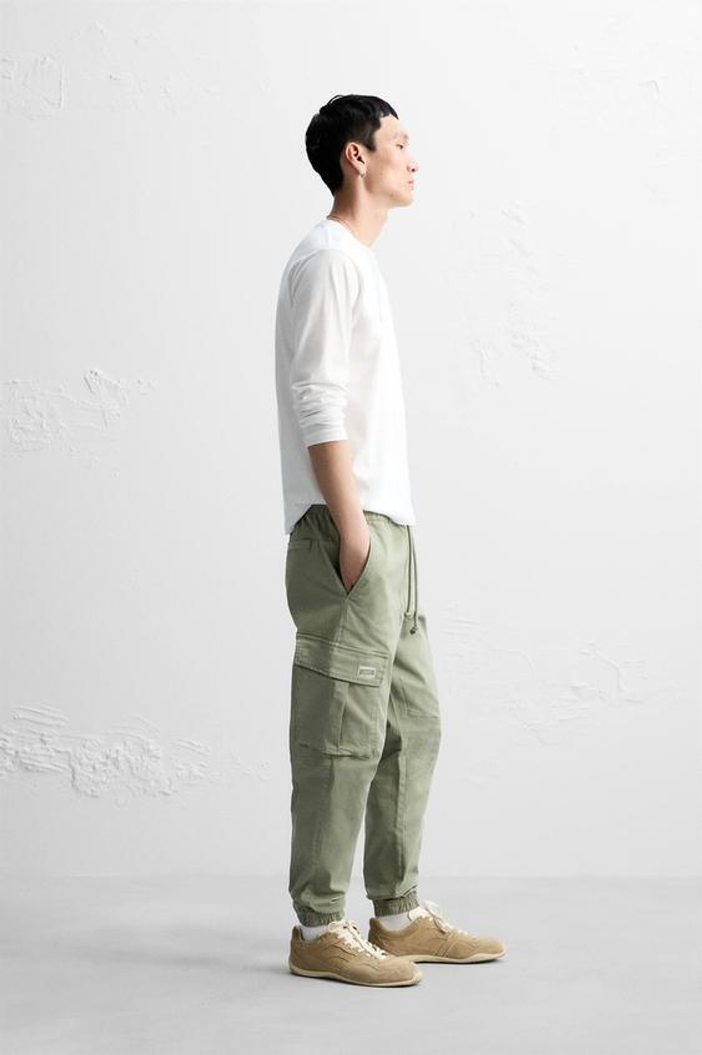 ZARA БРЮКИ КАРГО, СВЕТЛЫЙ ХАКИ