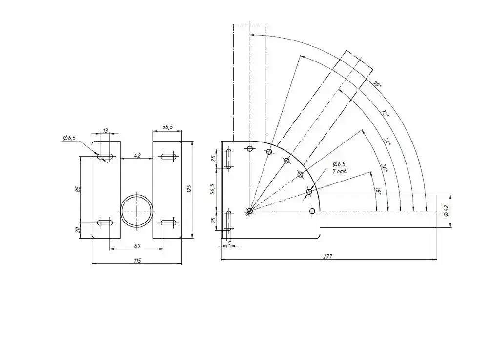 Кронштейн для уличного светильника D42мм, вылет 250мм, черный, 1шт