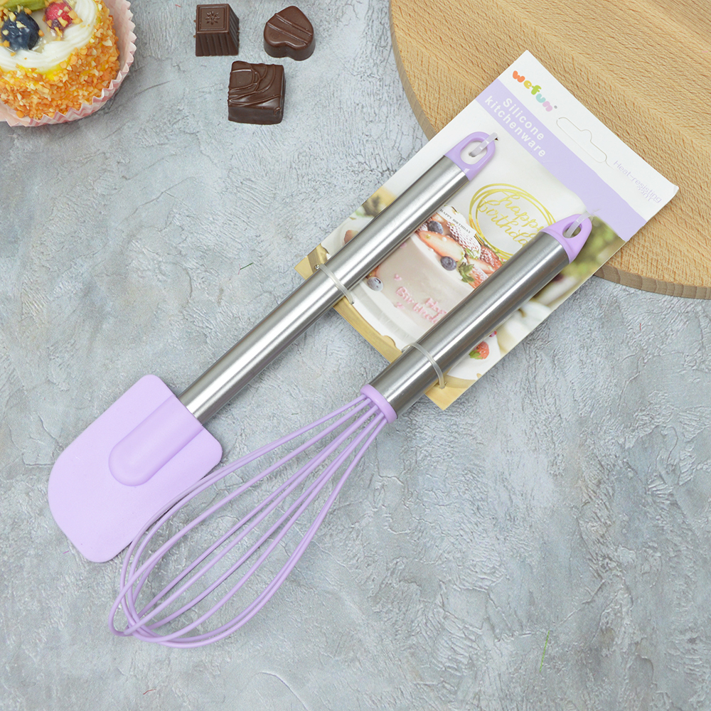 Набор кухонных принадлежностей силиконовый: лопатка+венчик, 26*6см